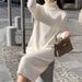 Winter And Autumn Korean-Style Women's Innerwear: Loose-Fitting, Thick-Necked Knit Base Layer Dress With Coat And Sweate_ecoleips.com