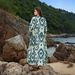 Tropical Beach Cover-Up – Flowy Resort Dress With Bikini Wrap, Sun Protection Swimwear Sheer Mesh Long Sleeve (One Size, Red/Green)_ecoleips.com
