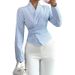 Aria Basics Aria Basics 2025 Cross-Border European And American Striped Long-Sleeve Autumn, Foreign Trade Elegant Tie-Up Shirt Cardigan_ecoleips.com