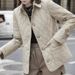 K Women's Slim-fit Down Jacket With Stand-up Collar And Single-row Buttons; Diamond Quilted Cotton Coat_ecoleips.com