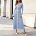 Color Blocked Collar Knit Dress Slimming Black Sweater Dress Long Sleeved New Export Style For Autumn And Winter_ecoleips.com