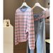 Korean Contrasting Striped Long-sleeved T-shirt Women's Summer 2026 New Fashion Loose Casual Versatile Thin Knitted Top_ecoleips.com