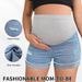 K New Minimalist, Fashionable, Casual High Waisted, Adjustable Belly Support, Perforated Denim Shorts For Pregnant Women_ecoleips.com