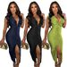 European And American Fashion Women's Slim Fit Dress Sexy Deep V Solid Color Summer New Arrival Direct Sale 20189_ecoleips.com