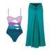 European And American New Hollow Contrast Color One Piece Swimsuit Women's Beach Vacation Suit_ecoleips.com