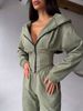 Wind Autumn Winter Women's Solid Color Waist Hoodie Sweatshirt Sports Casual Pants Two-Piece Set For Women_ecoleips.com