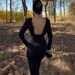 New Arrival Women Fall Dress Solid Color Crew Neck Backless Slim Fit Long Sleeve Long Dress For Ladies_ecoleips.com