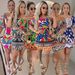 Women's Clothing Printed Waist Length Backless Lantern Sleeves With One Shoulder Two Way Dress_ecoleips.com