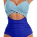 Women's Clothing Contrast Color Stitching Sexy Hollow Swimsuit_ecoleips.com