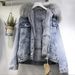 Women's Denim Jacket With Faux Fur Collar, Winter Short Padded Coat, Loose Fit, Thick Warm Fleece Lining, Casual Style_ecoleips.com