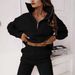 Women's Clothing Stylish & Comfortable Stand Collar Hoodie & Pants Set For Women - Casual & Office Wear (Dark Brown, Pink, Gray, Black) - XS/S/M/L/XL_ecoleips.com