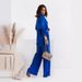 Women's Loose Stretch Wrinkled Long Sleeve Shirt Wide Leg Pants Casual Autumn Winter Outfit European American Style_ecoleips.com