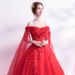 Women’s Clothing Rose Red Evening Dress With Long Sleeves And Veil New Bride Wedding Toast Dress Fairy Evening Dress_ecoleips.com