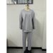 Women's Casual Sweater Set – Loose Fit Round Neck Pullover & Pants (Light Gray/Black/Apricot, XS-XXXL)_ecoleips.com