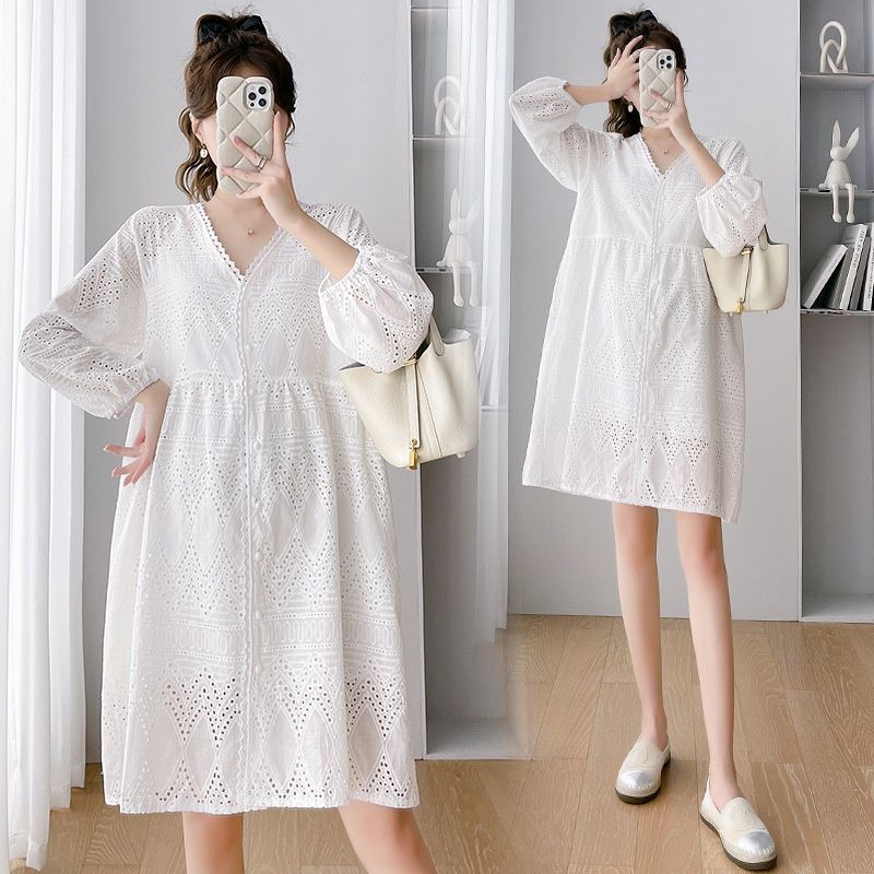 Autumn New Korean Fashion Lace Maternity Dress_ecoleips.com