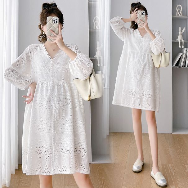 Autumn New Korean Fashion Lace Maternity Dress_ecoleips.com