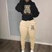 Women's Cartoon Bear Print Two Piece Set Long Sleeved Hoodie And Jogging Pants Drawstring Closure_ecoleips.com