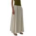 Aria Basics Aria Basics European And American Linen-cotton Summer Simple Side-slit Double-pocket A-line Skirt, Loose Elastic Waist Half Skirt_ecoleips.com