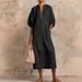 Women's Solid Color Casual Round Neck Dress Zipper Puff Sleeve American Style Spring Summer Hot Selling Loose Fit_ecoleips.com