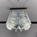 Women's High-Waisted Slimming Fringe Ripped Denim Shorts Summer 2026 A-Line Wide Leg Hot Pants Leg Lengthening Hot Girl Style_ecoleips.com