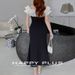 Women's Clothing Plus Size Off-Shoulder Dress Seine Dance Style Waist Fitted Fishtail Two-Way Long Summer French Dress_ecoleips.com
