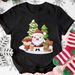 European And American Cross-border Foreign Trade Women's Clothing Christmas Merry Round Neck Printed Ladies Short Sleeve_ecoleips.com