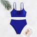 2024 Solid Color High Waisted Bikini Sexy Swimwear Two Piece Swimsuit for Women European And American Style Export_ecoleips.com