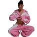 "Women's Casual Sweater Set - Sporty & Stylish Spliced Knitwear For Everyday Comfort, Pink & White Options, S/M/L Sizes"_ecoleips.com