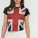 Gothic Trendy Women's round Neck T-Shirt Flag Print Slim Fit Cropped Hip Hop Commuter Top Y2k European American Style_ecoleips.com