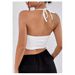 Cross-border Summer Fashion White V-neck Backless Camisole Top, Sexy Halter Neck Tie-up Short Tank Top For Hot Girls_ecoleips.com