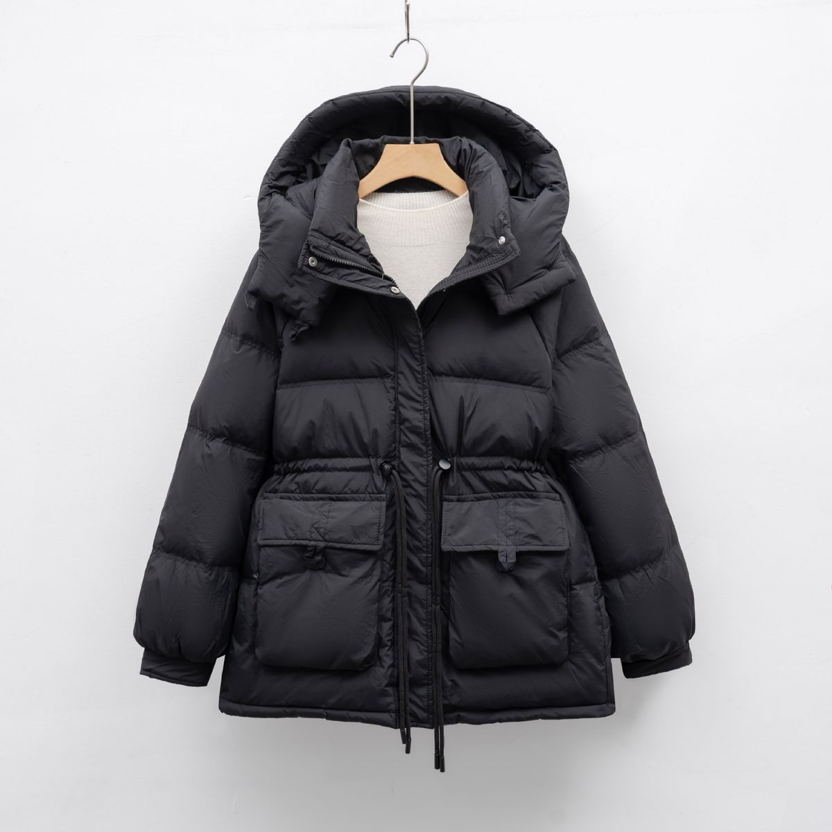 Pinghu Chixin Down Jacket For Women Winter Korean Fashion Slim Waist Slimming Petite Warm Thickened Hooded Coat_ecoleips.com