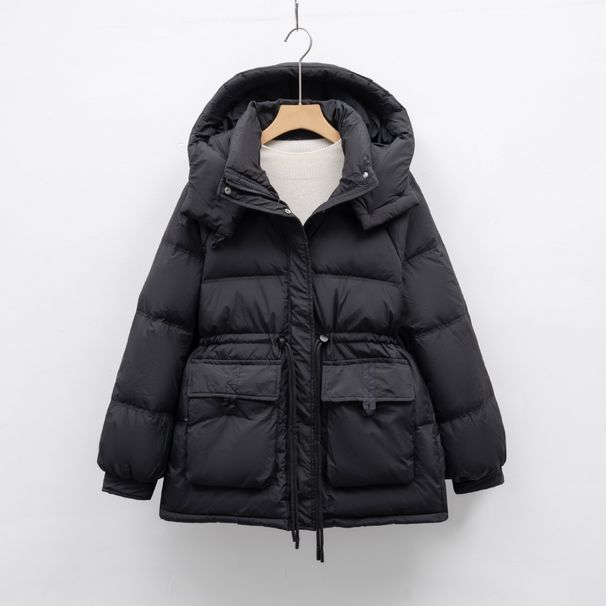 Pinghu Chixin Down Jacket For Women Winter Korean Fashion Slim Waist Slimming Petite Warm Thickened Hooded Coat_ecoleips.com