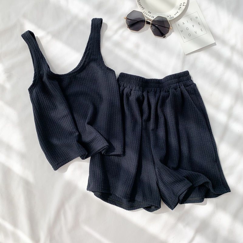 Women's Clothing Short Sleeved T Shirt Student Three Piece Suit Wide Leg Shorts Casual Sports Style Suit_ecoleips.com