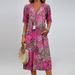 Women's Printed Summer V Neck Casual Dress With Pockets Style Vacation Wear Comfortable Loungewear_ecoleips.com