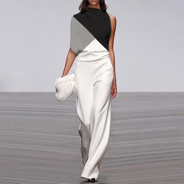 Women’s Clothing New Women's Clothing Color Matching Sleeveless Jumpsuit Dress Pants_ecoleips.com