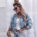 Women's European And American Open Placket Rivet Short Jacket Denim_ecoleips.com