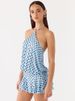 Mozision Polka Dot Backless Sexy Mini Dress Women Elegant Blue Halter Off-shoulder Sleeveless Ruched Club Party Dress Female_ecoleips.com