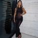 New Arrival Women Fashion Dress Sexy Solid Color Crew Neck Slimming Waist Sheer See Through Bodycon Casual Evening Party Dress_ecoleips.com