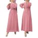 Women's Clothing Muslim Women's Clothing New Solid Color Jacquard Robe With Belt Fashionable And Elegant Dress_ecoleips.com
