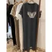 Summer Short Sleeved Dress Women's Korean Ins Butterfly Print Oversized Loose Round Neck DressFashionable Loose Maternity Dress_ecoleips.com