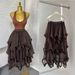 Women's High Waist Mesh Ruffle Cake Skirt – Elastic Waist A-Line Midi Skirt, Flowy & Feminine For Casual & Dressy Occasions_ecoleips.com