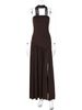 Hugcitar Elegant Solid Strapless Ribbon Backless Sexy Slit Pleated Maxi Prom Dress Women New Clotheds Evening Party Festival_ecoleips.com