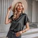 2026 Color-Dyed Silk Short-Sleeve Shirt With Satin Buttons, Casual Loose-Fitting Top_ecoleips.com