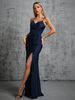 Women's deep V-neck Christmas party high slit backless sexy dress skirt _ecoleips.com