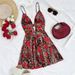 Women's Spaghetti Strap V Neck Hollowed out a Line Backless Holiday Dress European And American Style Cross Border 2025 Design_ecoleips.com