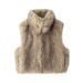 Faux Fur Vest For Women - Stylish Open Front Jacket With Lapel Collar, Streetwear Chic, Winter Fashion, Polyester Blend, XS/S/M/L_ecoleips.com