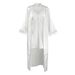 Aria Basics 2026 European American New Product White Satin Feather Spliced Robe And Nightdress Two-piece Set Cross-border Sleepwear_ecoleips.com