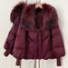 Women's Clothing Luxury Raccoon Fur Trim Down Jacket With Knit Cuffs, Thickened Winter Coat For Women, Fashionable Short Puffer With Detachable Hood_ecoleips.com