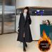 Fleece-lied/thi Style, High-ed Black Trech Wome, Mid-legth, 2024 Autum Ad Witer Ew Model, Coat For Petite_ecoleips.com