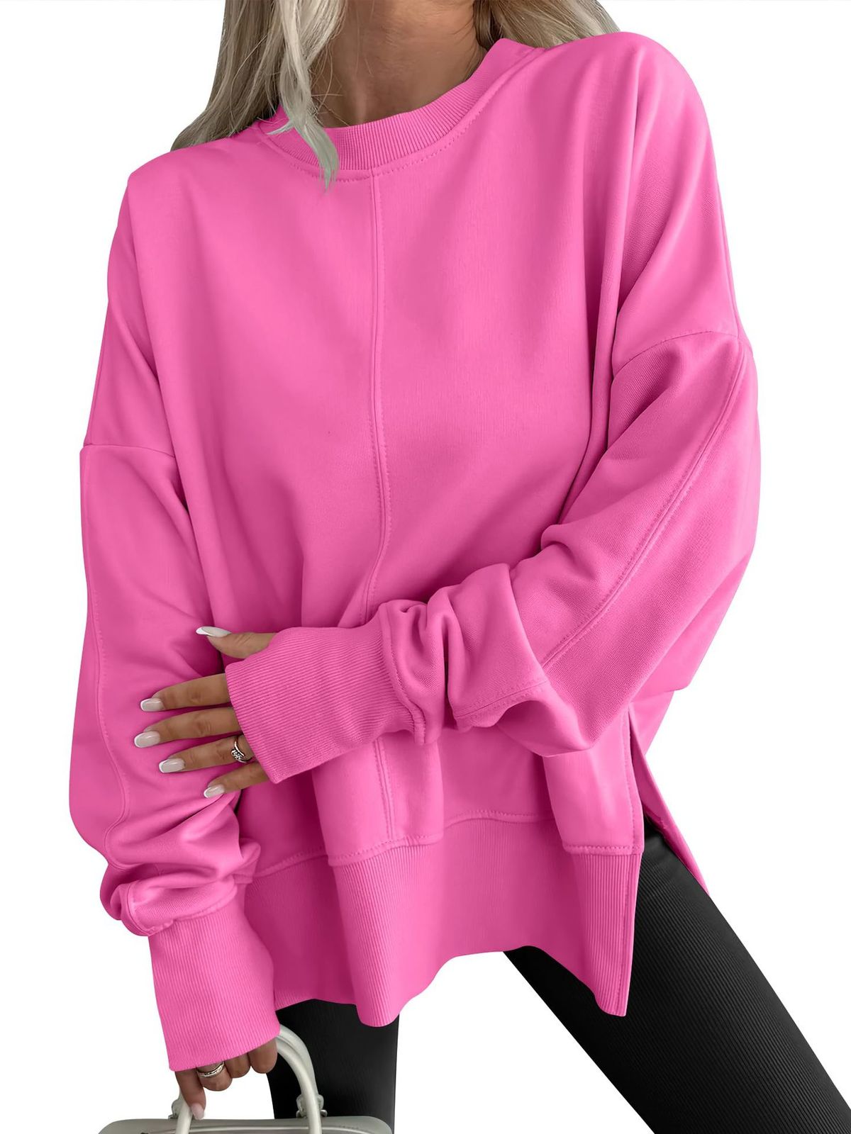 Women's Clothing Women’s Casual Long Sleeve Pullover Sweatshirt – Oversized Round Neck Fleece-Lined Fall/Winter Essential (S-XXL)_ecoleips.com